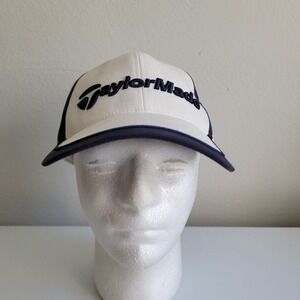 TaylorMade Golf Hat Cap TP‎ Ball Burner Adjustable Strapback White Blue